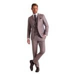 YSF Erkek Turuncu Slim Fit Sivri Yaka Yelekli Yün Takım Elbise