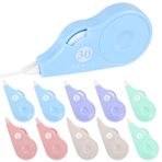 Ysimple 10 adet büyük kapasiteli düzeltme rulosu, 30 m × 5 mm düzeltme faresi, büyük kapasiteli, Tippex Roller fare seti, beyaz, kırtasiye estetiği, zehirli değildir ve çevre dostu (beyaz-1)