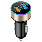 YSJJZRL Çift USB Araç Şarj Adaptörü QC3.0+2.4A Hızlı Şarj Cihazı LCD Voltaj Ekranı Araç Şarj Cihazı Samsung S23/10/9/8/7 vb. için (Altın)