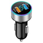 YSJJZRL Çift USB Araç Şarj Adaptörü QC3.0+2.4A Hızlı Şarj Cihazı LCD Voltaj Ekranı Araç Şarj Cihazı Samsung S23/10/9/8/7 vb. için (Gümüş)