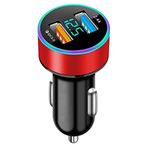 YSJJZRL Çift USB Araç Şarj Adaptörü QC3.0+2.4A Hızlı Şarj Cihazı LCD Voltaj Ekranı Araç Şarj Cihazı Samsung S23/10/9/8/7 vb. için (Kırmızı)
