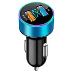 YSJJZRL Çift USB Araç Şarj Adaptörü QC3.0+2.4A Hızlı Şarj Cihazı LCD Voltaj Ekranı Araç Şarj Cihazı Samsung S23/10/9/8/7 vb. için (Mavi)