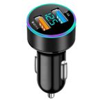 YSJJZRL Çift USB Araç Şarj Adaptörü QC3.0+2.4A Hızlı Şarj Cihazı LCD Voltaj Ekranı Araç Şarj Cihazı Samsung S23/10/9/8/7 vb. için (Siyah)