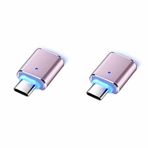 YSJJZRL USB C - USB Adaptörü, [2 Paket] USB C Erkekten USB 3.0 Adaptör, USB Tip-C USB Dişi Mavi LED Işık Göstergesi OTG Adaptör USB-C Telefonlar, Tabletler ve C Tipi Bağlantı Cihazları için - Pembe Altın
