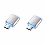 YSJJZRL USB C - USB Adaptörü, [2 Paket] USB C Erkekten USB 3.0 Adaptör, USB Tip-C USB Dişi Mavi LED Işık Göstergesi OTG Adaptör USB-C Telefonlar, Tabletler ve C Tipi Bağlantı Noktalı Cihazları-Gümüş