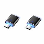 YSJJZRL USB C - USB Adaptörü, [2 Paket] USB C Erkekten USB 3.0 Adaptör, USB Tip-C USB Dişi Mavi LED Işık Göstergesi OTG Adaptör USB-C Telefonlar, Tabletler ve C Tipi Bağlantı Noktalı Cihazları-Siyah