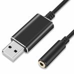 YSJJZRL USB'den Ses Jakına Ses Adaptörü, (3,5 ft) USB'den 3,5 mm Kulaklık ve Mikrofon Jakı Aux Dönüştürücü, Kulaklık, Hoparlör, PC, Dizüstü Bilgisayar, Masaüstü Bilgisayarlar için Stereo Aux Adaptörü (Siyah)