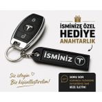 YSN Sounds Isimli Tesla Anahtarlık , Kişiye Özel - Hediyelik Isimli Araç Logolu Anahtarlık - Isimli Tesla Araba Anahtarlığı - Siyah