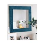 ysnn aksesuar Duvar Aynası Dogal Mavi Eskitme Ayna 60x60 Cm Ebatında