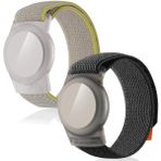 Ytanest Naylon Airtag bileklik, çocuklar, erkek ve kız çocukları için, ayarlanabilir saat kayışı, GPS takip cihazı, Apple AirTag ile uyumlu, bej + siyah