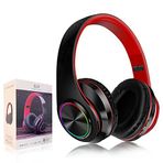 YTDTKJ Bluetooth kulak üstü kulaklık, katlanabilir LED stereo kulaklık, entegre mikrofonlu, gürültü engelleyici, kablosuz kulaklık, PC/akıllı telefon/TV için (siyah ve kırmızı)