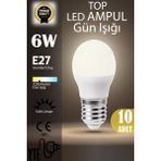 YTE 10 Adet Kaliteli Gün Işığı 6W Top LED Ampul E27 Duy