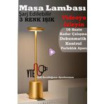 YTE Elite Masa/Gece Lambası 3 Renk Şarjlı Dokunmatik Dimlenebilir Gold Rengi Fonksiyonlu