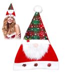 YTGOCN Noel Noel Baba Şapkası, Noel Şapkaları Yetişkinler | Kadın ve Erkek Şenlikli Şapka | Yetişkinler için Vintage Noel Şapkası Kutlama için Yaratıcı Peluş Noel Baba Şapkası