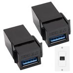 YTGOCN USB Keystone Jak Fişi, USB Keystone Jak Konektörü | 2 Parçalı USB3.0 Çıkış Paneli Dişi - Dişi | Yatak Odası, Çalışma Odası, Oturma Odası, Otel için USB Duvar Plakası Uzatma Bağlayıcı Adaptörü