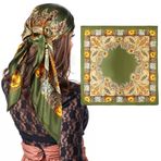 Yuanchu 35 inç büyük kare saten baş örtüsü, kadınlar için ipek baş örtüsü, 90 x 90 cm, ipek şal, zarif kare şallar, kişiselleştirilebilir bandanalar, saç havlusu, atkı, saç süsü, asker yeşili, 90x90cm