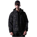 YuanDian Erkek Taktik Kamuflaj Softshell Ceket Sonbahar Kış Dış Mekan Ordu Askeri Polar Ceket Su Geçirmez Rüzgar Geçirmez Sıcak Kapüşonlu Trekking Yürüyüş Kayak Ceketi Avcılık Mantosu, Koyu kamuflaj., XL