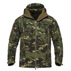 YuanDian Erkek Taktik Kamuflaj Softshell Ceket Sonbahar Kış Dış Mekan Ordu Askeri Polar Ceket Su Geçirmez Rüzgar Geçirmez Sıcak Kapüşonlu Trekking Yürüyüş Kayak Montu Avcılık Mantosu, Yeşil CP, M