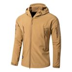 YuanDian Erkek Taktik Kamuflaj Softshell Ceket Sonbahar Kış Dış Mekan Ordu Askeri Polar Ceket Su Geçirmez Rüzgar Geçirmez Sıcak Kapüşonlu Trekking Yürüyüş Kayak Montu Avcılık Mantosu, Zemin sarı, XS
