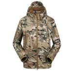 YuanDian Erkek Taktik Softshell Polar Ceket Kamuflaj Askeri Kapüşonlu Outdoor Yürüyüş Kamp Sıcak İç Astar Rüzgar Geçirmez Ceket Kayak Ceketi CP XL, CP., XL