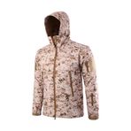 YuanDian erkek taktik softshell polar ceket, kamuflaj, askeri kapüşonlu sweatshirt, dış mekan, yürüyüş, kamp, sıcak iç astar, rüzgar geçirmez, su geçirmez, manto, ceket, kayak ceketi, çöl dijital 2XL