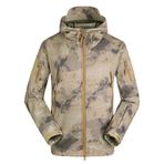 YuanDian Erkek taktik softshell polar ceket, kamuflaj, askeri kapüşonlu sweatshirt, dış mekan, yürüyüş, kamp, sıcak iç astar, rüzgar geçirmez, su geçirmez, manto, ceket, kayak montu, harabeler, sarı