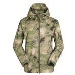 YuanDian erkek taktik softshell polar ceket, kamuflaj, askeri kapüşonlu sweatshirt, dış mekan, yürüyüş, kamp, sıcak iç astar, rüzgar geçirmez, su geçirmez, manto, kayak montu, harabeler, yeşil, 2XL