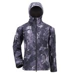 YuanDian erkek taktik softshell polar ceket, kamuflaj, askeri kapüşonlu sweatshirt, dış mekan, yürüyüş, kamp, sıcak iç astar, rüzgar geçirmez, su geçirmez, manto, kayak montu, siyah, piton desenli, XL