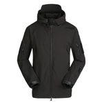 YuanDian Erkek taktik softshell polar ceket, kamuflaj, askeri kapüşonlu sweatshirt, dış mekan, yürüyüş, kamp, sıcak tutan iç astar, rüzgar geçirmez, su geçirmez, manto, kayak montu, siyah, XL, Siyah