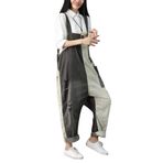 YuanDian Kadın Tulum Kot Geniş Bacak Büyük Bedenler Denim Tulum Tulum Kot Boyfriend Bol Kesim Hamilelik Büyük Tulum Pantolon 11# Gri, 11# Gri, Tek Beden