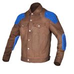 YuanDiann Erkek bisiklet giysisi, retro, yağ mumu kaplama, motosiklet ceketi, 5 parçalı set, koruyucular, Cross Biker Moto motosiklet kıyafeti, Kahverengi, XXL
