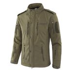 YuanDiann Erkek kamuflaj Softshell taktik ceket, kapüşonlu, su geçirmez, polar astar, sıcak, rüzgar geçirmez, yağmura dayanıklı, dış mekan, ordu, trekking, av, yürüyüş mantosu, Yeşil., M