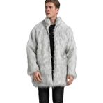 YuanDiann Erkek Suni Kürk Sonbahar Kış Dik Yaka Yumuşak Sıcak Yapay Kürk Ceket Sahte Kürk Kabarık Dış Giyim Parka Kar 3XL, Kar, 3XL, Kar, 3XL