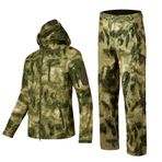 YuanDiann Erkek taktik kamuflaj softshell ceket ve yürüyüş pantolonu, 2 parçalı set, polar astar, sıcak, su geçirmez, rüzgar geçirmez, dış mekan, ordu, trekking, av, manto ve pantolon, Fg Kamuflaj