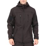 YuanDiann Erkek taktik softshell ceket, kamuflaj ceket, kapüşonlu, polar astar, sıcak, su geçirmez, rüzgar geçirmez, dış mekan, ordu, trekking, av, yürüyüş mantosu, Siyah, M
