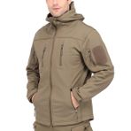 YuanDiann Erkek taktik softshell ceket, kamuflaj ceket, kapüşonlu, polar astar, sıcak, su geçirmez, rüzgar geçirmez, dış mekan, ordu, trekking, av, yürüyüş mantosu, Yeşil, L