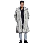 YuanDiann Erkek Uzun Faux Kürk Sonbahar Kış Yaka Yumuşak Sıcak Yapay Kürk Hendek Sahte Kürk Kabarık Kabanlar Parka, kar, 4XL