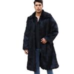 YuanDiann Erkek Uzun Suni Kürk Sonbahar Kış Yaka Yumuşak Sıcak Yapay Kürk Siper Sahte Kürk Kabarık Dış Giyim Parka Siyah 4XL, Siyah, 4XL, siyah, 4XL