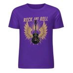 YuanDiann Gitar Rock and Roll erkek tişörtü, vintage müzik hayranları için tişört, pamuk, kısa kollu, yuvarlak yaka, rock severler için ideal, açık mor, 5XL