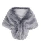 YuanDiann Kadın Faux Fur Bolero Panço Gelin Düğün Şal Örtbas Zarif Yumuşak Sıcak Bayanlar Akşam Töreni Elbise Sahte Kürk Shrug Çözgü Pelerinler, gri, One Size