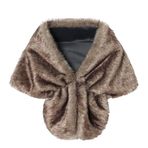 YuanDiann Kadın Faux Fur Bolero Panço Gelin Düğün Şal Örtbas Zarif Yumuşak Sıcak Bayanlar Akşam Töreni Elbise Sahte Kürk Shrug Çözgü Pelerinler, Kahverengi Tavşan, One Size