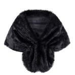 YuanDiann Kadın Faux Fur Bolero Panço Gelin Düğün Şal Örtbas Zarif Yumuşak Sıcak Bayanlar Akşam Töreni Elbise Sahte Kürk Shrug Çözgü Pelerinler, siyah, One Size