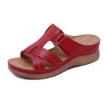 YuanDiann Retro Kırmızı Kauçuk Taban Rahat Kadın Terlik