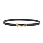 Yuangu Jeans Elbise için Bayan Deri Kemer, Altın Tokalı Bayan Modası Skinny Belt, Siyah, 105cm/Fit Waist 25"-33"