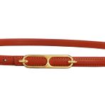 Yuangu Jeans Elbise için Bayan Tasarımcısı Kemeri, Altın Tokalı Bayanlar Modası Skinny Belt, Turuncu, 100cm/Fit Waist 24"-31"