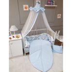 Yuar Baby 80x130 cm Mavi Kadife 5'li Mısır Örgü Beşik Uyku Seti