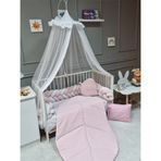 Yuar Baby 80x130 cm Pembe Kadife 5'li Mısır Örgü Beşik Uyku Seti