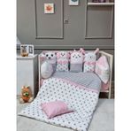 Yuar Baby 80x130 cm Pembe Neşeli Hayvanlar Beşik Uyku Seti