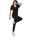 Yuba Avm Siyah Kadın Yarım Kollu Termal Sauna Atlet Tayt Takım - 746 - 4XL