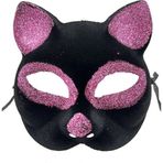 Yuba Avm Siyah Renk Pembe Simli Süet Kaplama Kedi Maskesi 18x14 Cm